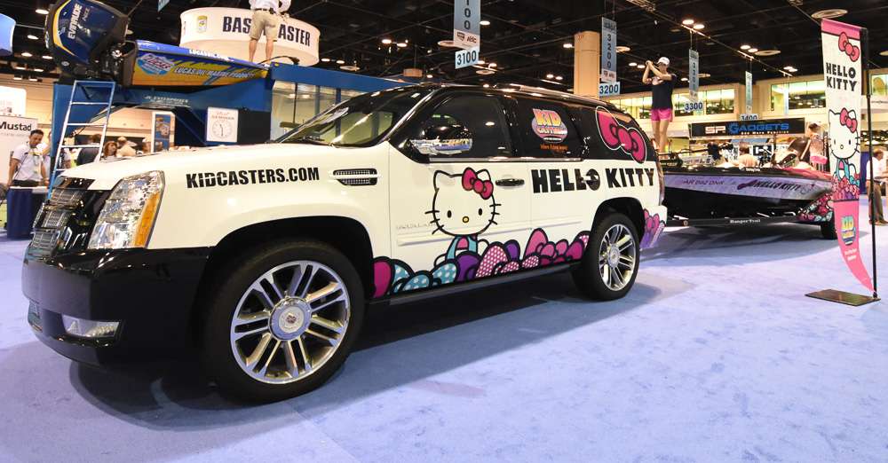 Pretty in pink (another movie reference!)â¦Hello Kitty greets attendees at the main entrance of ICAST.