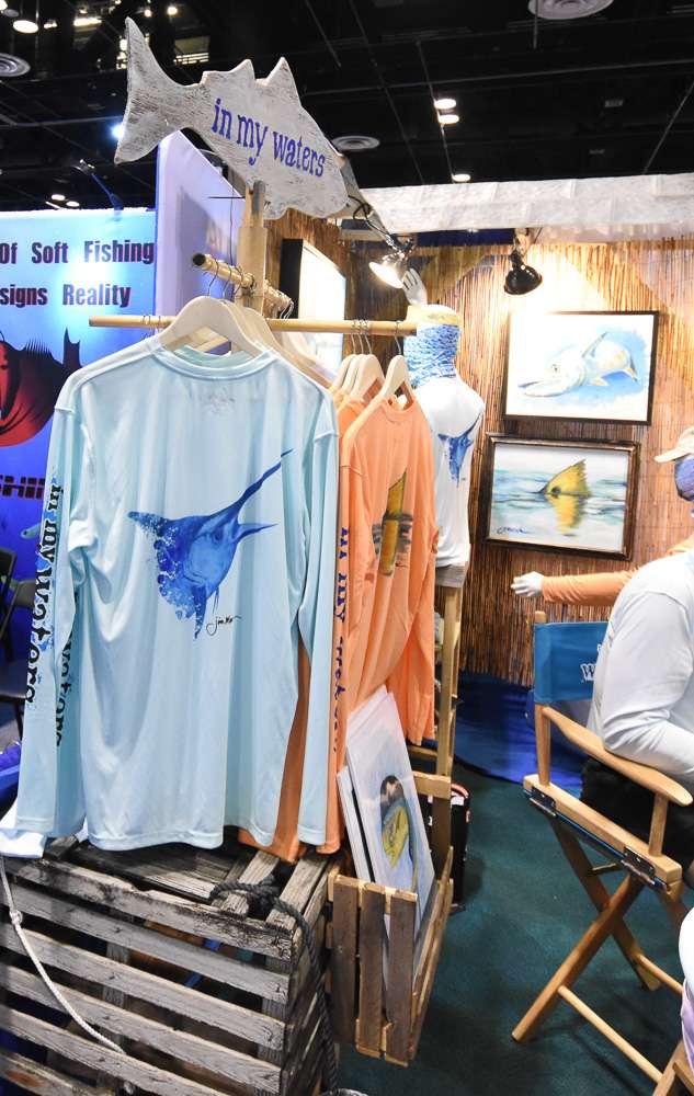 In My Waters is another booth with fisherman-friendly clothing and art.