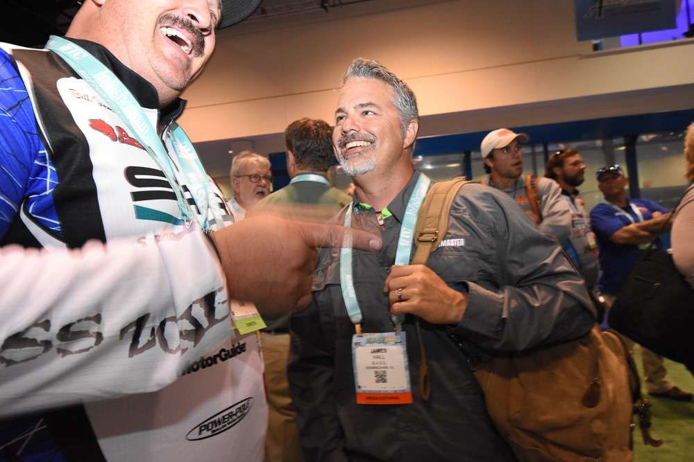 Bassmaster Magazine Editor James Hall fields a question during the press conference.