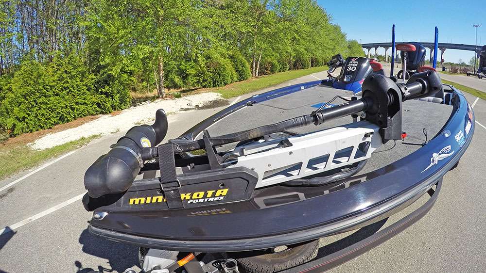 Jones' boat is loaded to the hilt with everything he could possibly need during one of his Elite Series tournaments. 