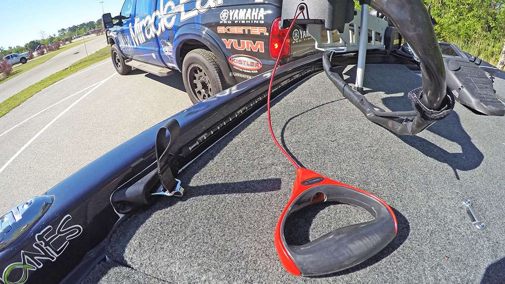 Also an after-market part, the TH Marine G-Force Red Handle is a steel cable used to deploy and stow the bowmount trolling motor that will not break, ever. 