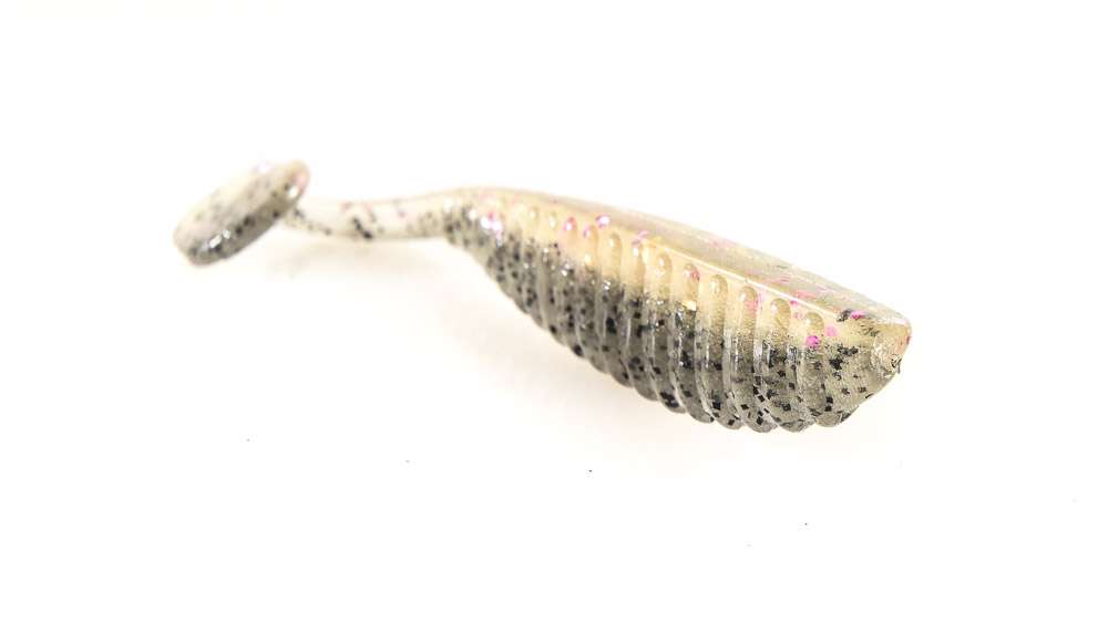 <i>Reins</i><br>
<b>S-Cape Shad</b><br>
<p>A finesse swimbait, 3 1/2 inches long. A shad shaped body with a thin tail. Rig it weightless, but it's also good on a jig head and an underspin. The tail moves regardless of retrieve speed. Work in cold water, heavily pressured fisheries. Secondary way to rig is on a drop shot. Also pinch the tail off and have a shad body.	