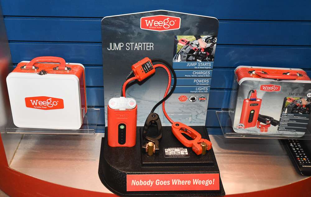 <h4>Best of Show - Giftware</h4>
<p><i>Weego</i><br>
<b>Jump Starter</b><br>
<p>This is an item that could literally save your life. If you're miles down river and your cranking battery dies, it can provide the jump you need. It also has special ports to keep your cell phones and tablets charged.