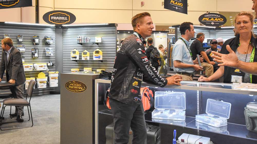 Brent Ehrler is in the Plano booth sharing information about the companyâs unique lineup of tackle storage.