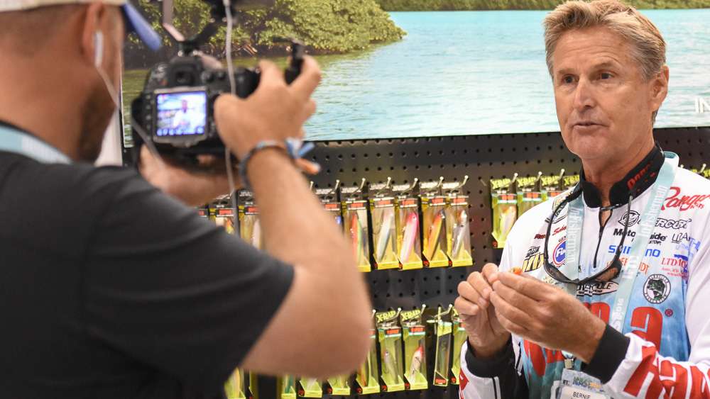 The Rapala booth hosts a video interview with Elite Bernie Schultz.