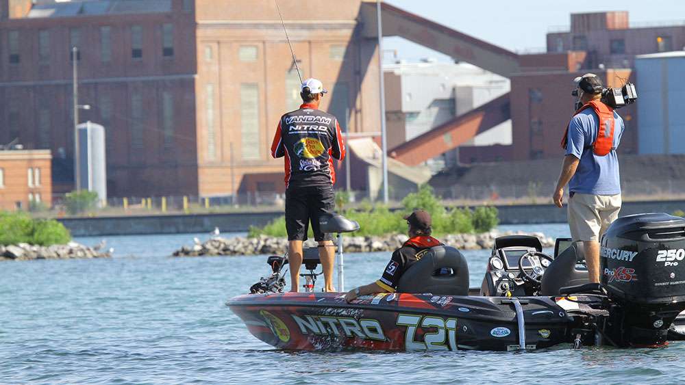 KVD spent a lot of time fishing a flat between Strawberry Island and the power plant. No fish for him here. 
