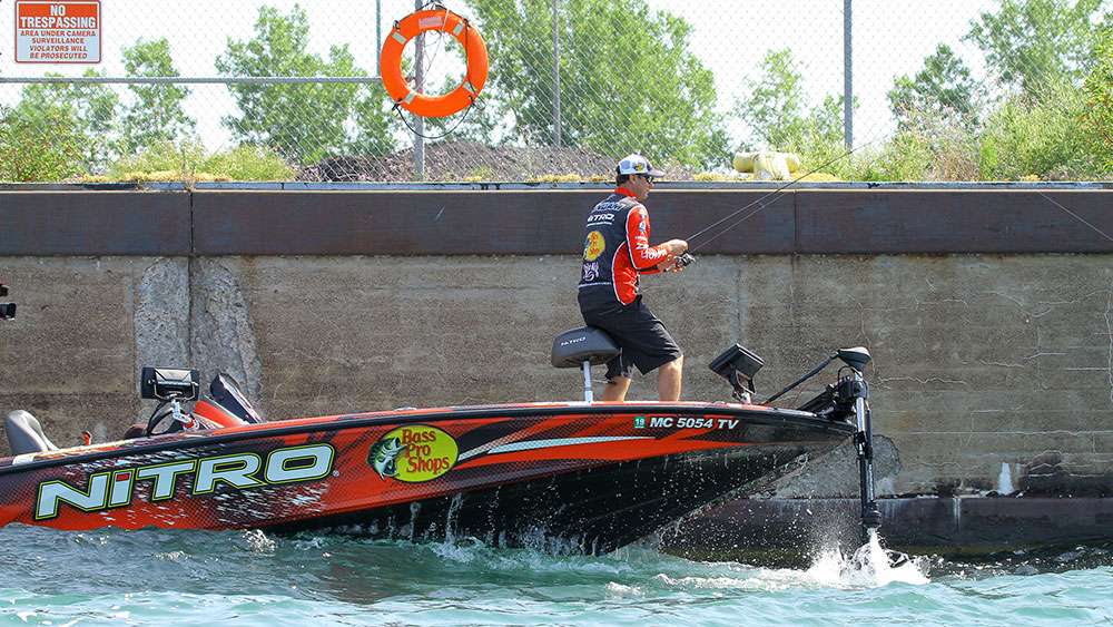 KVD rode its wake while staying focused on his fishing. Why worry when thereâs a life preserver nearby?