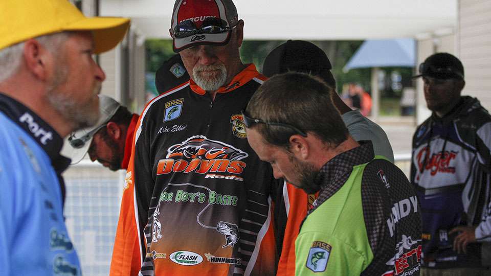 Wil Hardy (right) was one of the first anglers to weigh-in.