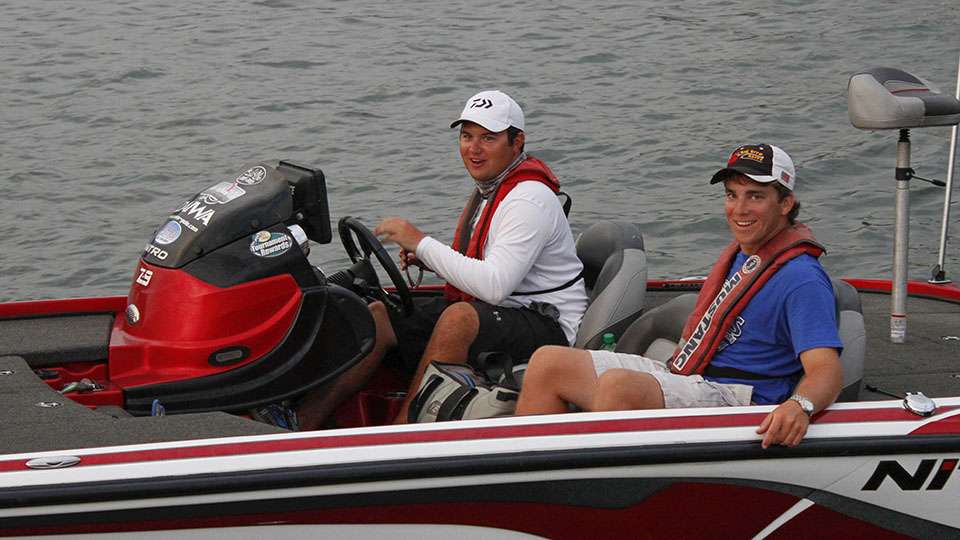 Zeke Gossett and Hayden Bartee of Faulkner University head out. They were active participants in the Bassmaster High School program before moving on to college this year.