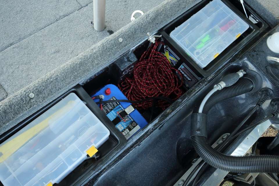 An overhead look at Lane's battery box.