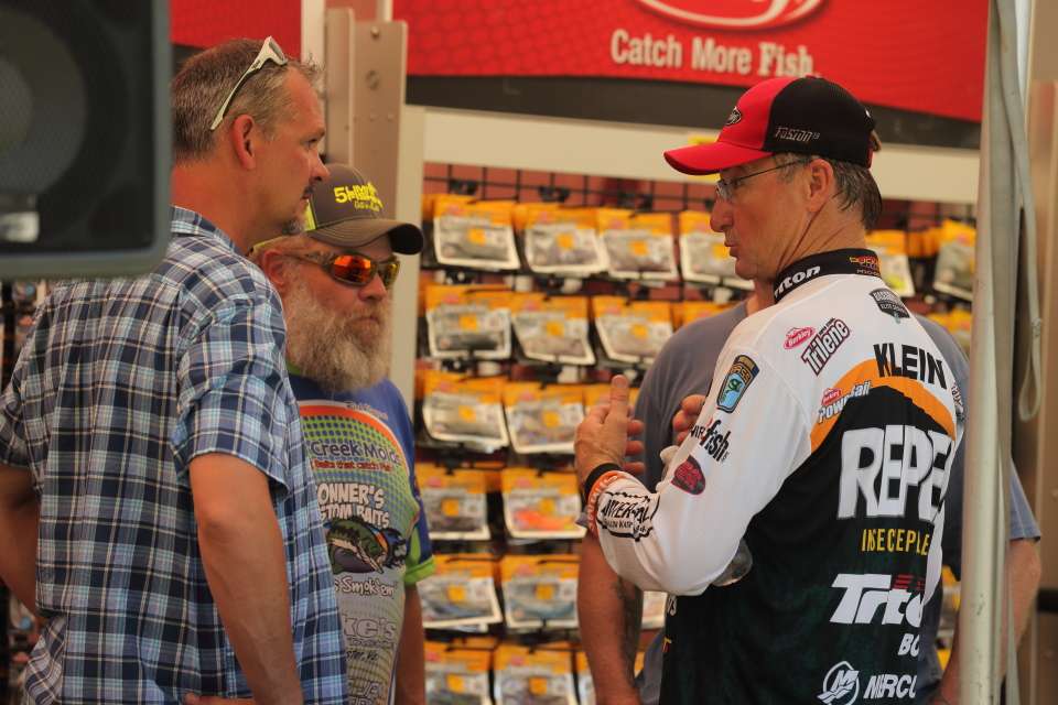 Gary Klein was at the Berkley fishing booth talking with fans.
