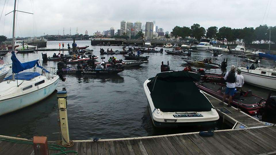 On Saturday morning, the anglers congregated at Wiggins Park Marina for launch.