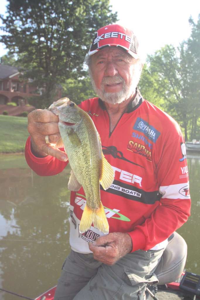 <b>7:25 a.m.</b> Allen bags his first keeper of the day, a 1-pound largemouth, on a surface popper.