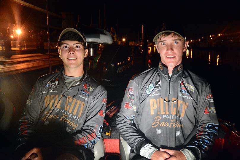 Grayson Hanson and Ean Davis, of Pell City High School in Alabama, are the tournament leaders with 38 pounds, 13 ounces as Day 3 of the Costa Bassmaster High School Championship begins