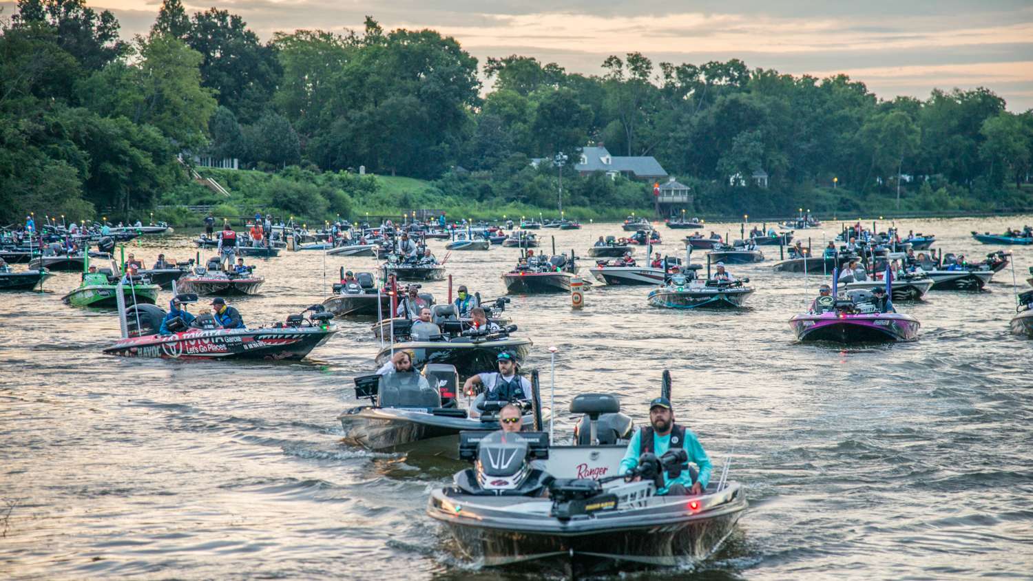 Anglers line up one by one to head out on the James River.