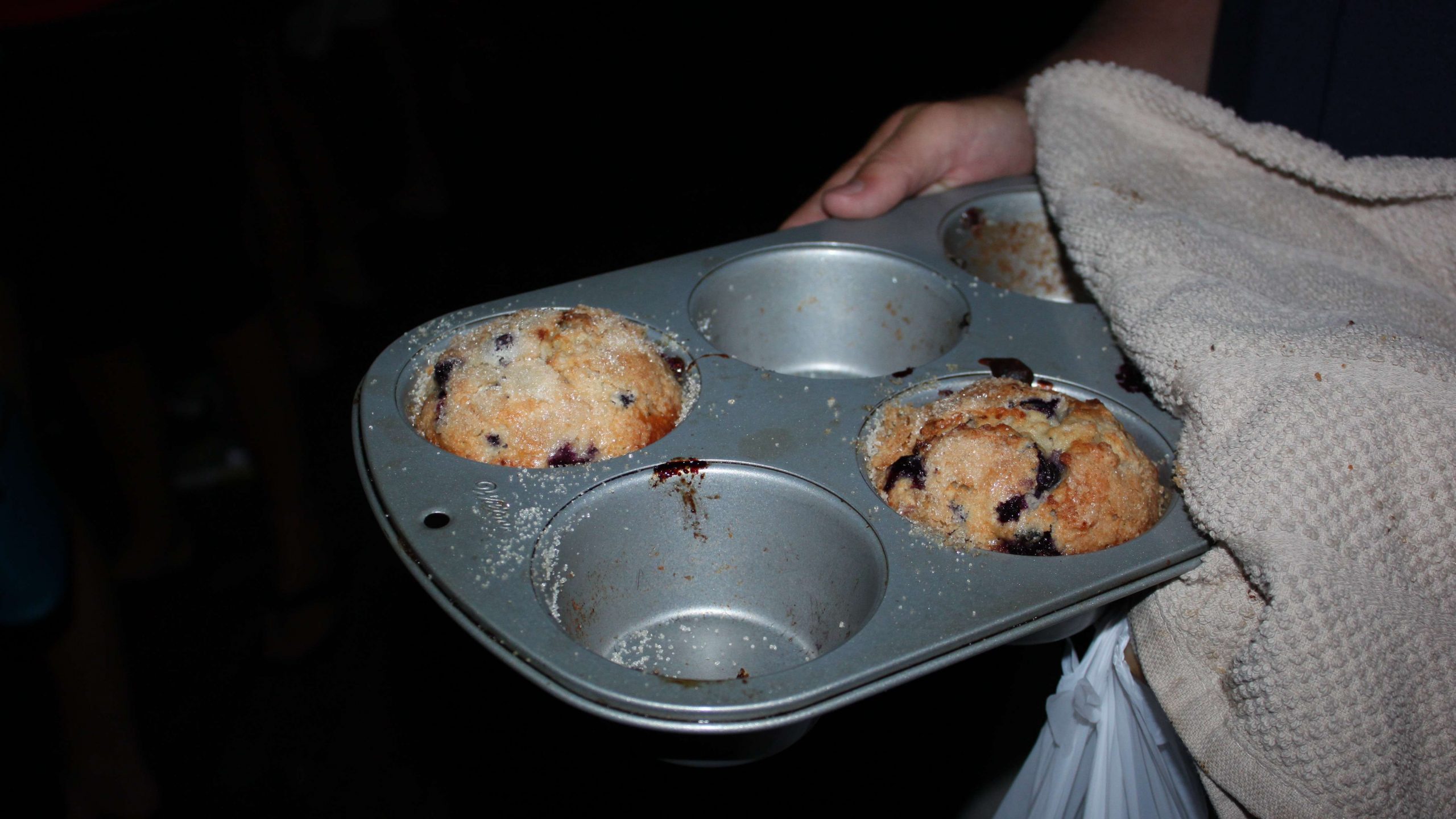 Someone brought homemade blueberry muffins for the anglers to enjoy.