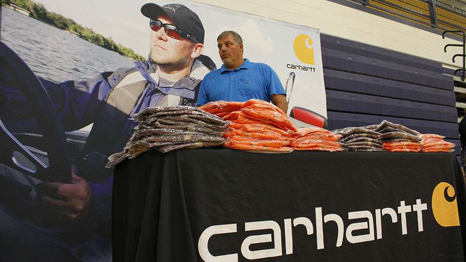 Carhartt, like always, has a booth with multiple colors and sizes for every angler that wants one.