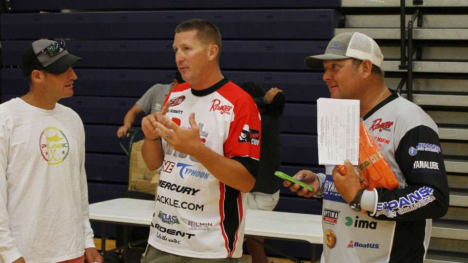 Former Elite Series angler Kurt Dove (right) hangs out with Brian Schmidt (middle). 