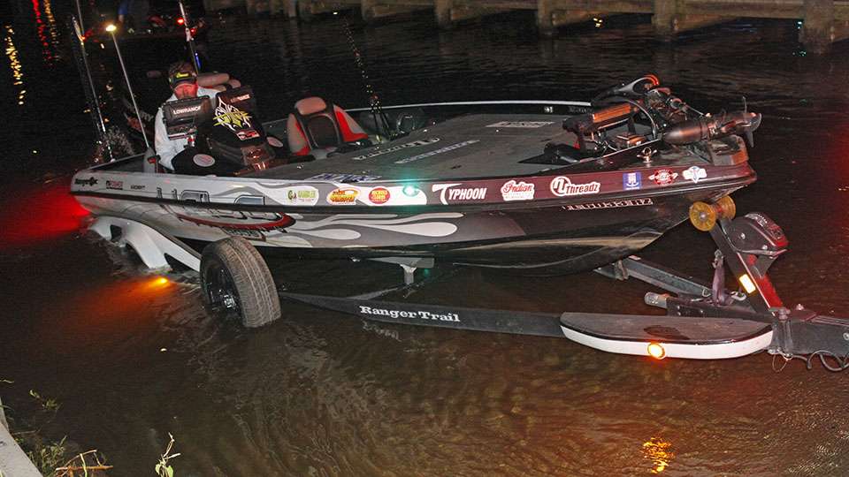 Day 2 of the Bass Pro Shops Bassmaster Northern Open on the James River starts early on Friday morning as 157 boats head out for another day of competition. JT Kenney backs his boat off the trailer and into the James.