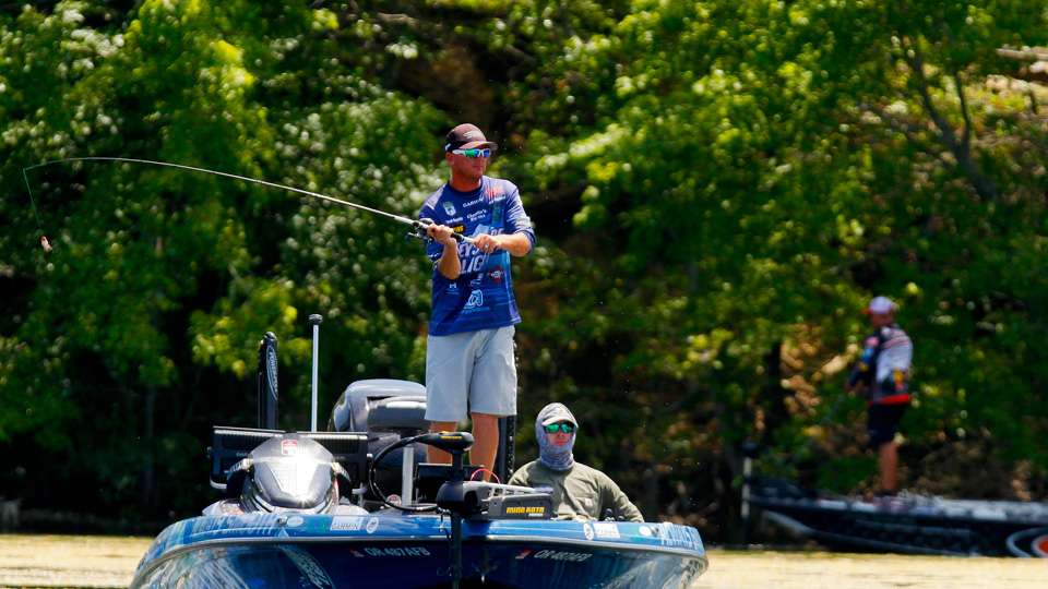 We ended the day spending a few minutes with Chad Grigsby and Chris Lane. The pair finished their day near the boat ramp before heading for the Day One weigh in. 