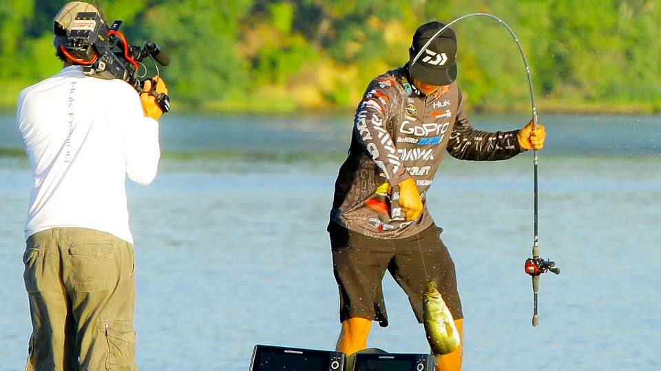 ...while Wes Miller captured every fish catch that could also be viewed on Bassmaster Live. 