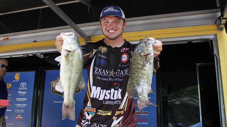 Evan Coleman of Texas State looked to advance with three fish for 8-2 in his matchup.