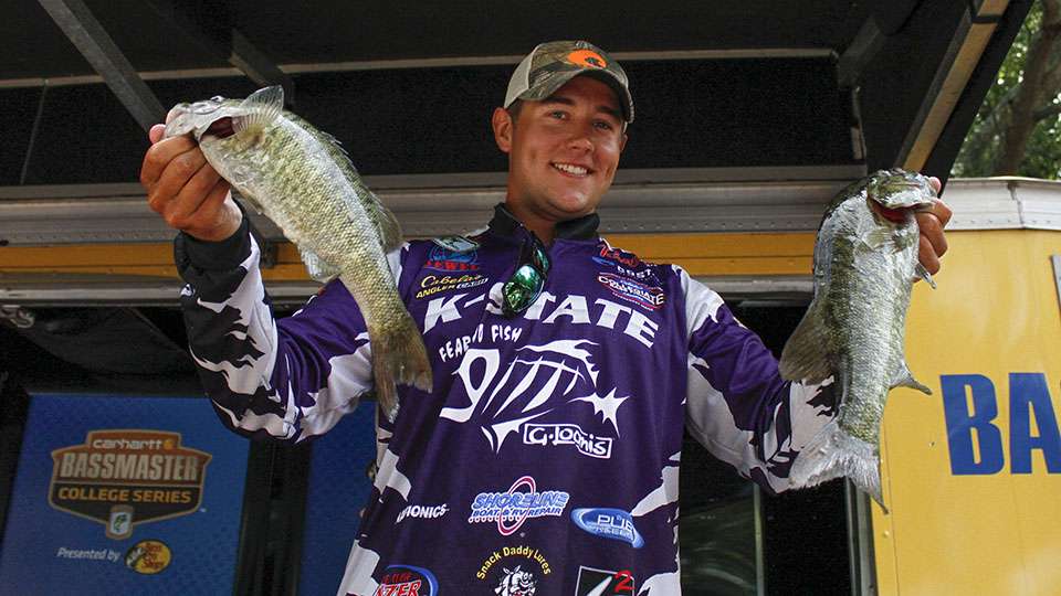 Taylor Bivins of Kansas State weighed three fish for 5-2 and put the pressure on Austin Handley.
