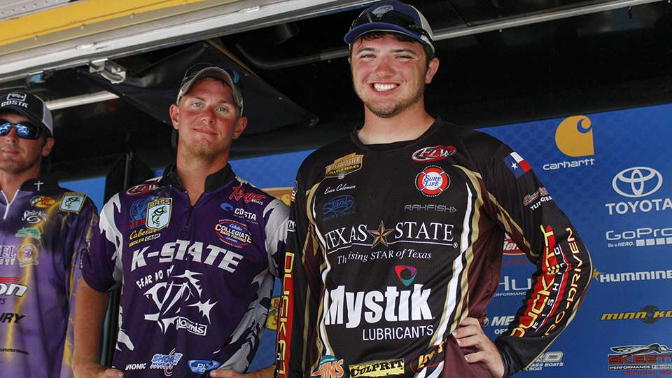 The other matchup is Kyle Alsop (left) of Kansas State versus Evan Coleman of Texas State. Both matchups will take place on Friday at Kentucky Lake.