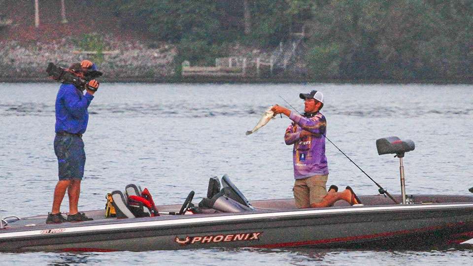 Garrett hollered in excitement as he put a game changer in the boat.