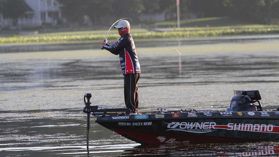 The first angler we saw was Kotaro Kiriyama and he was looking to start his day strong, but didn't have any fish to start the day.