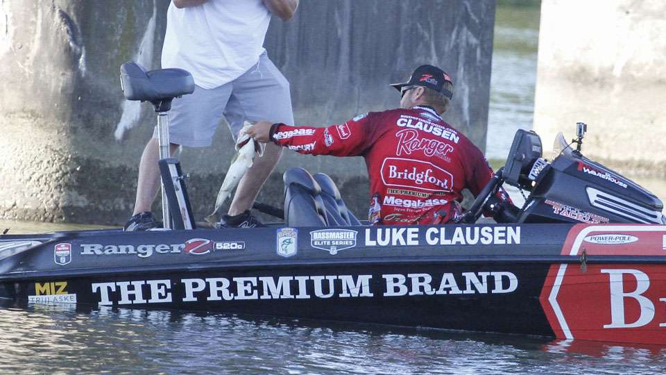 Clausen deposits the 3 1/2 to 4 pounder in the livewell and looks for some more to join it.
