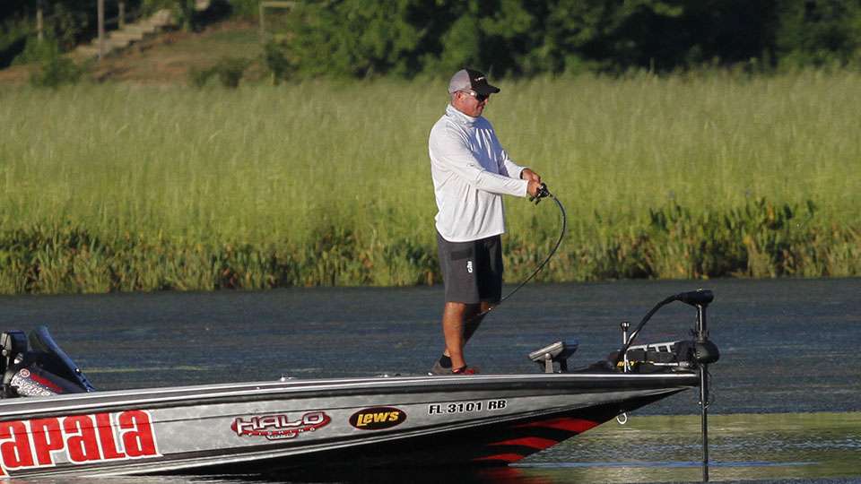 But Tharp was able to throw a moving bait around those deeper edges where the hydrilla didn't grow as high.