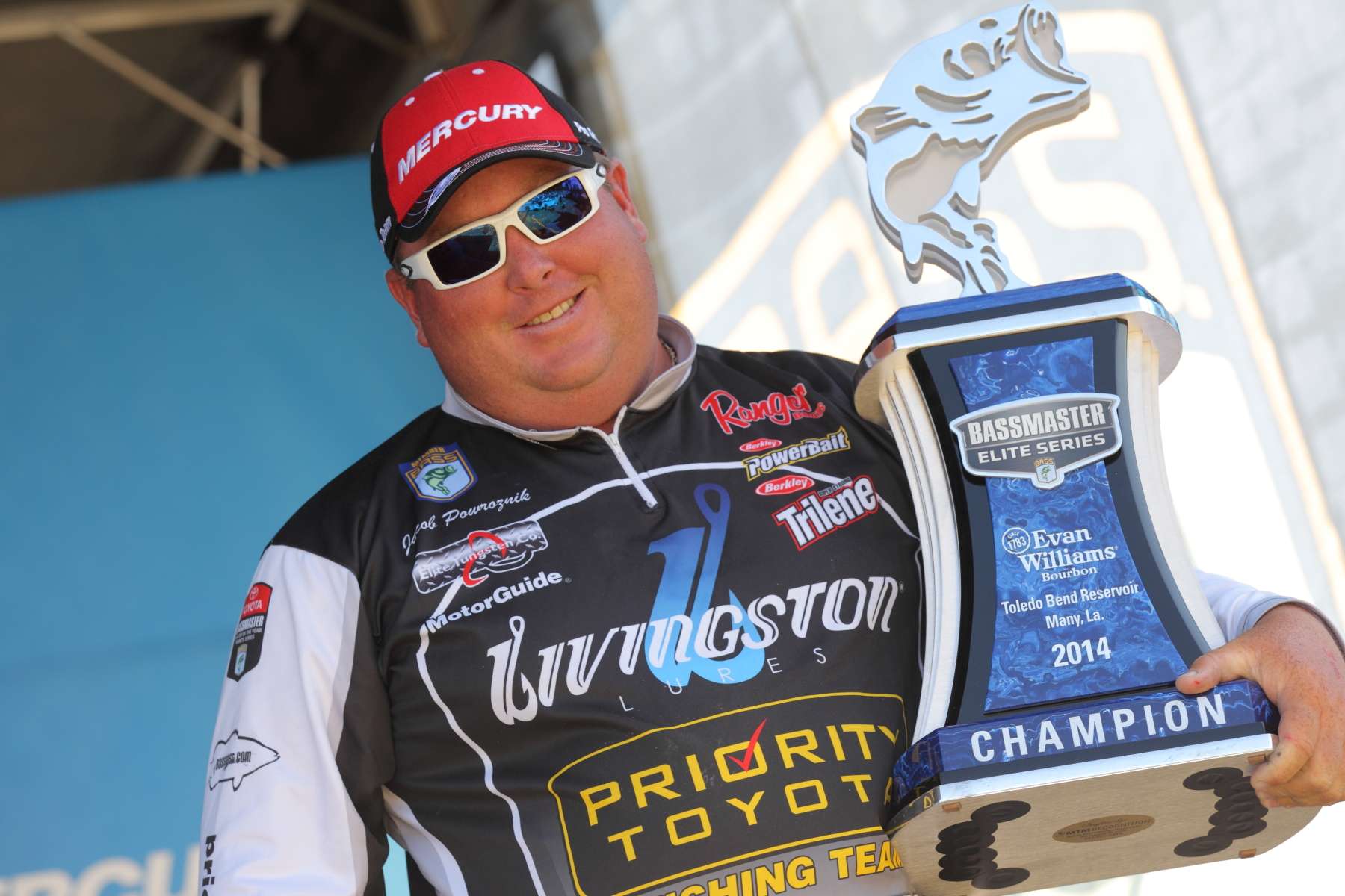 In 2014, Jacob Powroznik won his first Elite Series event as a rookie at Toledo Bend. 