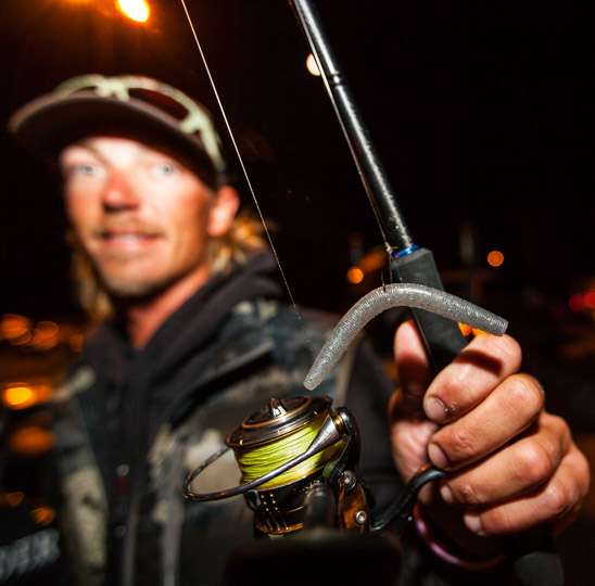 This week Feider ran away with the winâincluding a blowout Day 3 limit weighing 26-2âby spending the tournament doing what he does the best. That is fishing offshore for trophy smallmouth. In many cases he head hunted individual fish using his electronics. While many anglers used a drop shot, Feider included, his twist was a wacky rig. The lure of choice was a Gary Yamamoto Custom Lures 5-inch Senko, blue/silver flake. 