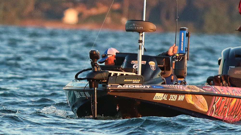 And as soon as we all get there, Herren hooks up and is fighting a big smallmouth.