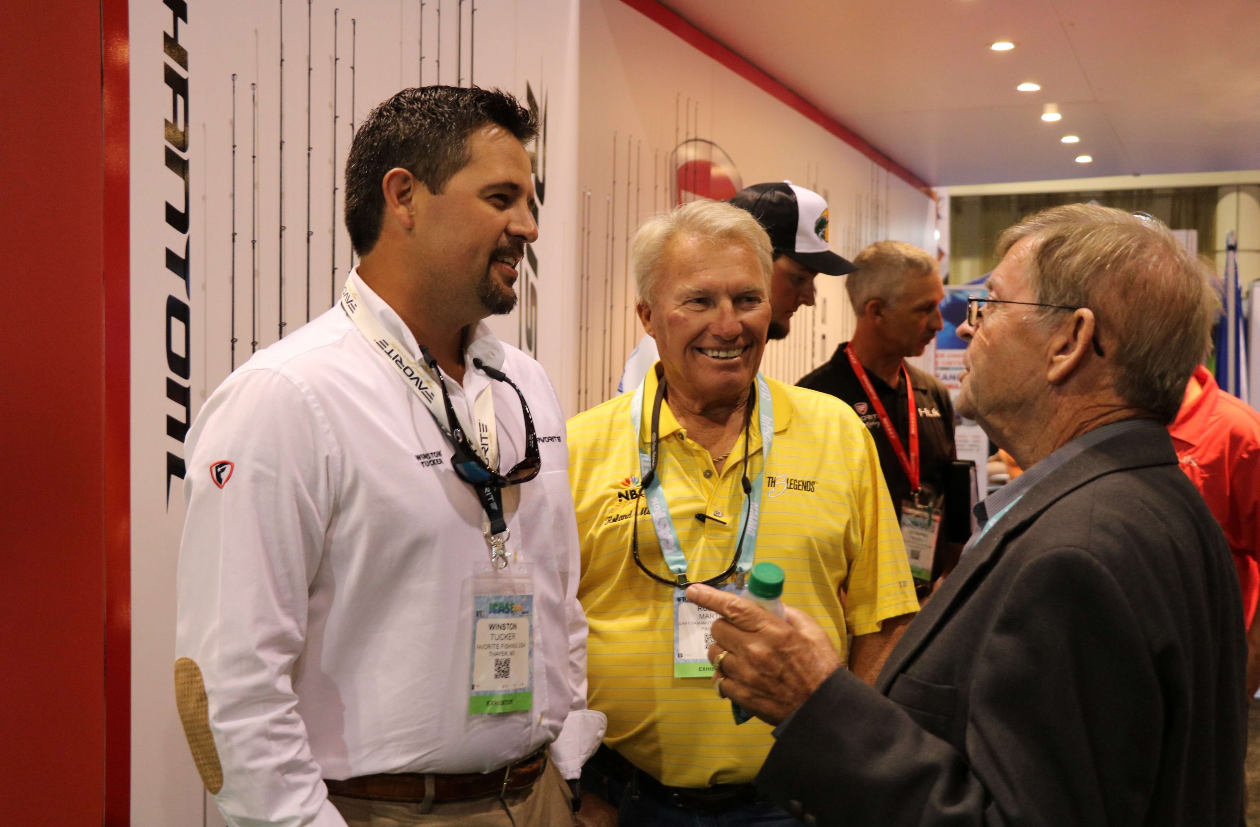 At left is Winston Tucker, a longtime sporting goods industry veteran, talking with the legendary Roland Martin and his associate Walt Reynolds. In 2016 Tucker started Favorite Fishing USA with the goal of applying advanced design technologies and premium materials to build a superior rod at an affordable price. He is the driving force behind the companyâs culture of Christianity, Youth Fishing, Quality and retailer profit. Tuckerâs businesses have thrived in Europe for more than a decade and Favorite Fishing USA comes as a result of that success. 