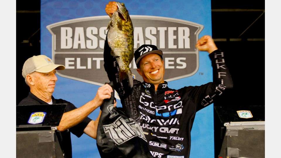 He put together a plan that not only allowed him to catch almost 70 pounds of smallmouth, but the largest smallmouth of the event, a 6 pound, 10 ounce beast. All those heavy weights moved Ehrler into 34th place in the standings and into his second Bassmaster Classic.