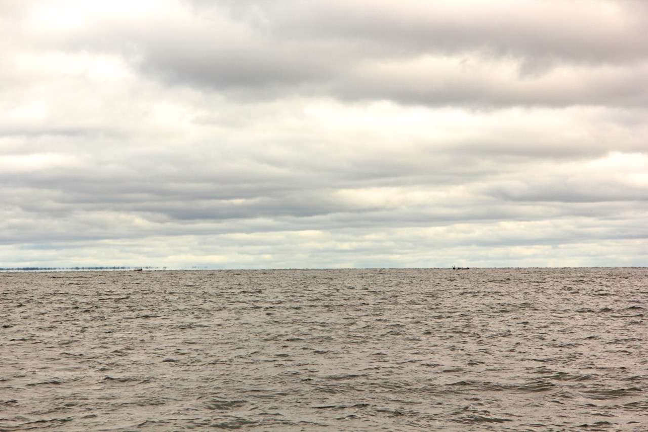 While this photo may appear less-than-dramatic, it very accurately depicts a typical view of Mille Lacs. With 132,000 surface acres of open water in the massive cereal bowl-shaped shallow glacier lake, it is very susceptible to unblocked wind and big waves. 