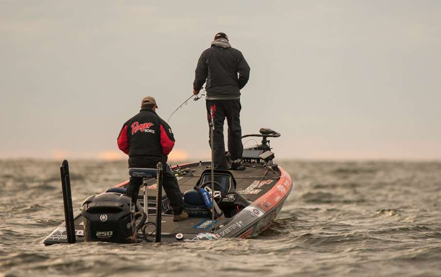 Jared Lintner has his spinning rod in hand and is focusing on his electronics.
