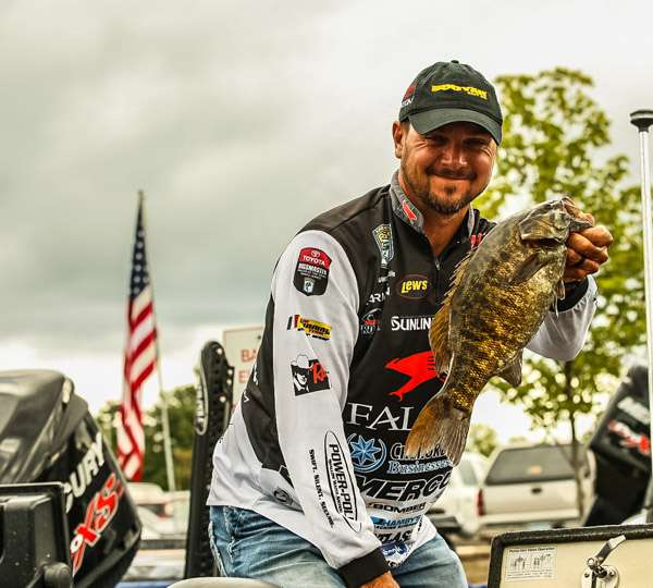 Jason Christie looks happy with his catch today.