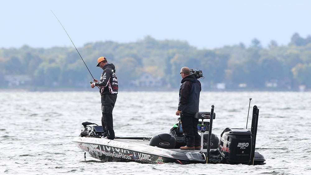 Swindle stays focused, still looking for three fish to fill his limit. 