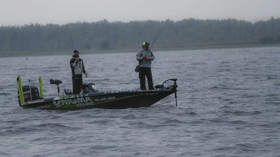 Jesse Tacoronte was the first angler we found on Champlain and he has a lot at stake this week. He was just ounces behind first place Bryan Schmitt, a win would give him a Geico Bassmaster Classic berth, and he is vying for a Top 5 finish in the points race to get an Elite Series invite.