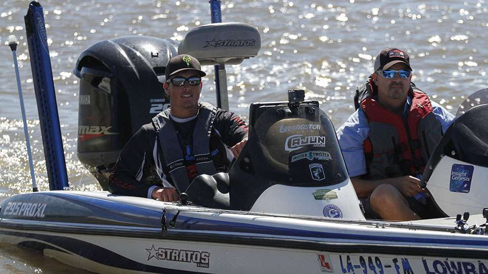 Nicholls State college angler Tyler Rivet checks in after boating three bass on Day 1.