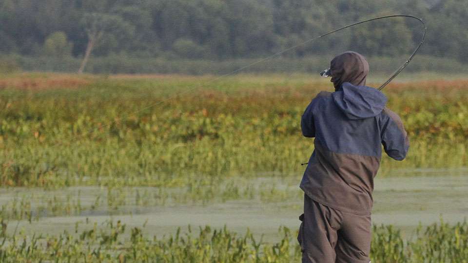 It is hard to resist to pitch into an area when you know there are fish present. Any cast could be the keeper he was looking for so he continued to pick off smaller fish.