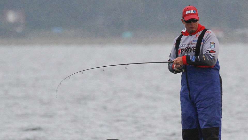 He already had three fish in the boat early on Day 1 and was hooked up in front of us with his fourth keeper.