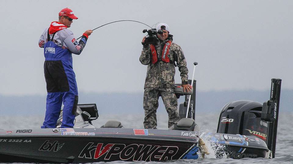 Combs didn't have to be quite as easy on the smallmouth with the baitcaster setup. He opted to boat flip most of those fish.