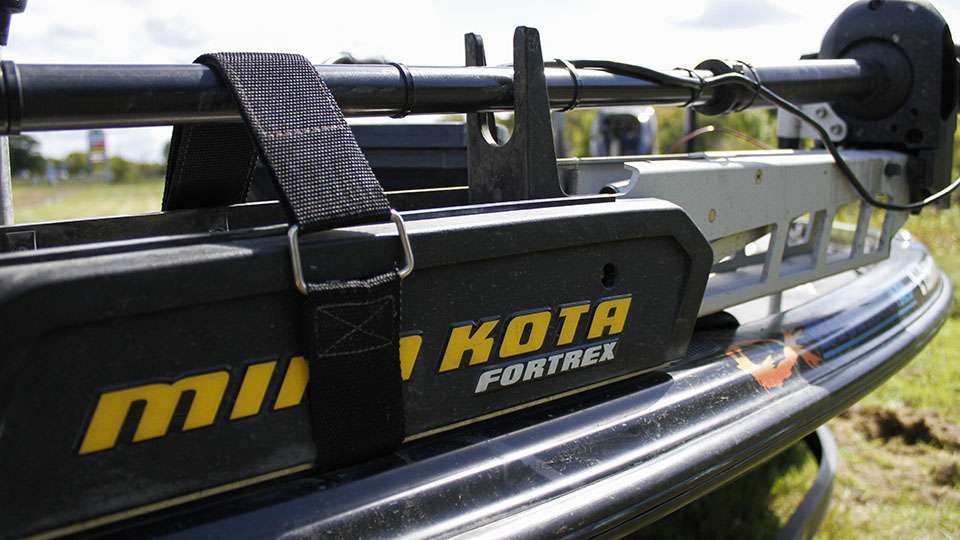 Benton has a Minn Kota Fortrex with 112 pounds of thrust on the bow of his boat.