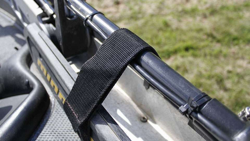 His trolling motor comes equipped with a safety strap, which was useful for Benton during some of those long runs and rough water that the Elite Series traversed in 2016.