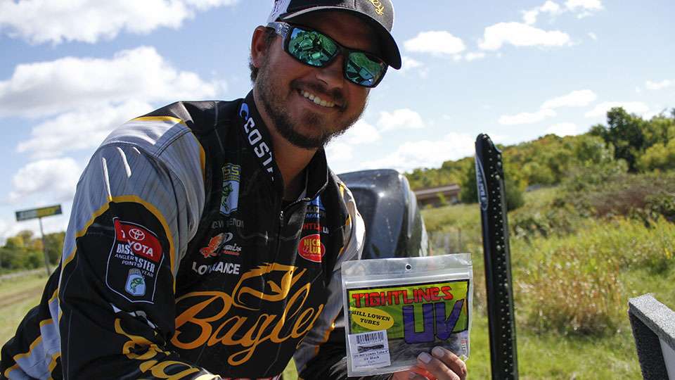 This bag of goodies had some major players for Benton. The bag included some Tightlines UV Bill Lowen tubes, which are great for any kind of bass, but especially smallmouth.