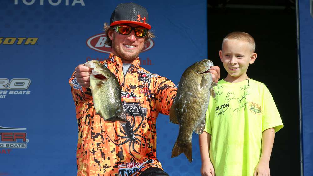 Fletcher Shryock (69th, 22-14) The boy with Shryock is Colton. His cancer is in remission and he's a big bass fishing fan. Your B.A.S.S. family is praying for you, Colton!